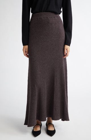 Cashmere Rib A-Line Sweater Skirt