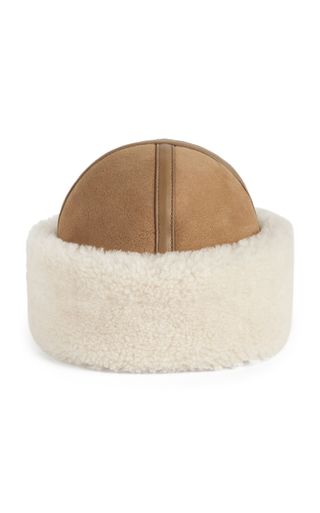 Shearling-Trimmed Suede Hat