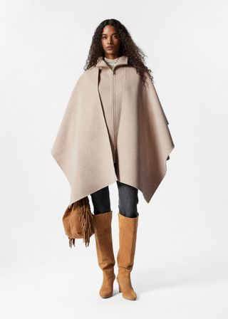 Asymmetric Wool Cape