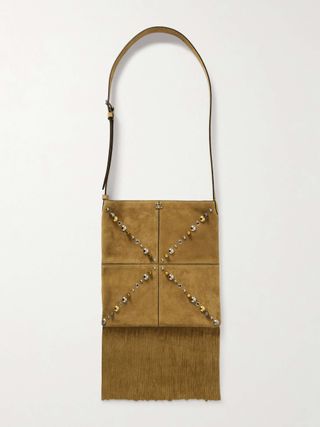 Nellcote Fringed Studded Suede Shoulder Bag