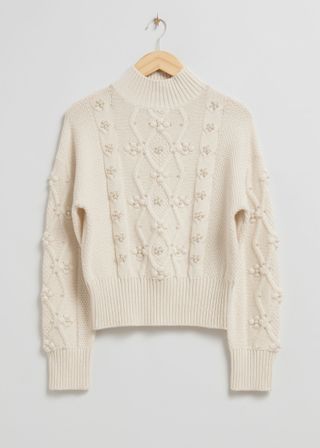 & Other Stories, Pearl Bead Cable Knit Sweater