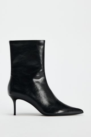 Faux-Patent Ankle Boots With Stiletto Heel