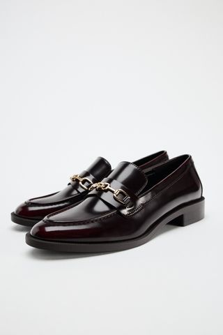 Faux Patent Leather Buckle Loafers