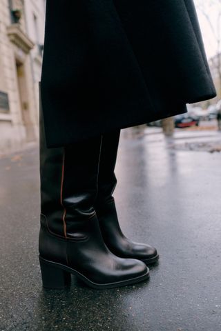 Leather Block Heel Boots