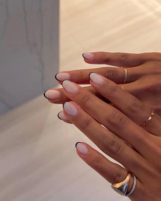 @harrietwestmoreland oval micro French tip nails