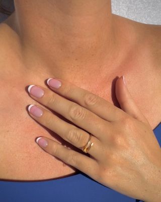 @harrietwestmoreland oval French tip nails