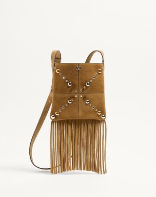 Valentino Garavani Nellcôte Small Shoulder Bag in Suede With Fringes