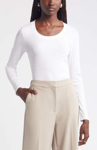 Nordstrom, Stretch Pima Cotton Long Sleeve T-Shirt