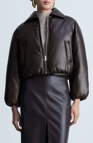 Faux Leather Bomber Jacket