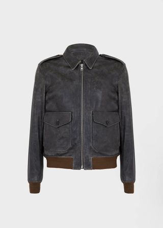 Wyatt Leather Bomber Jacket - Charcoal