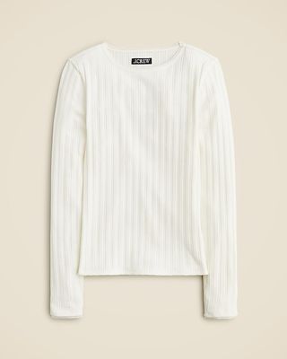 Pointelle Long-Sleeve T-Shirt