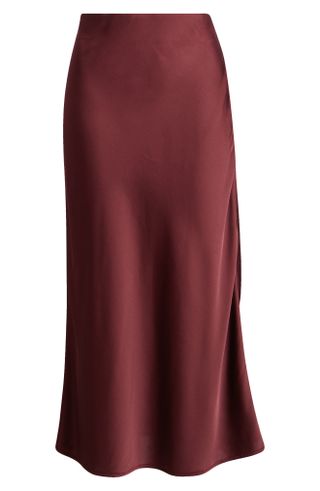 Bias Cut Satin Midi Skirt