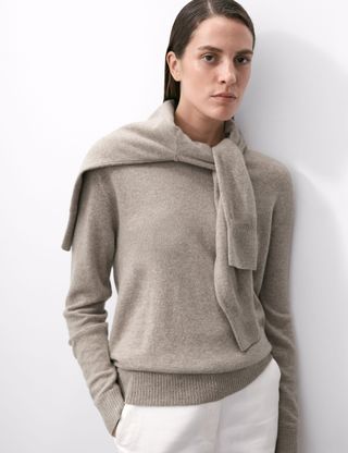 Pure Cashmere Textured Crew Neck Jumper