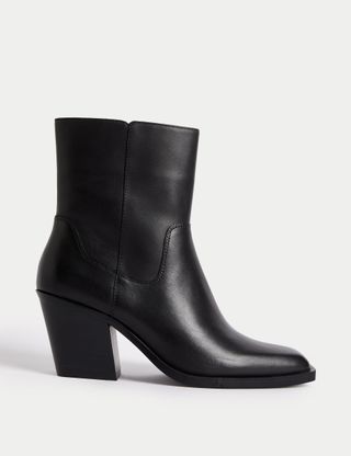 Leather Cow Boy Chisel Toe Ankle Boots