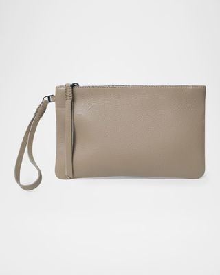 Slim Grained Leather Clutch Bag