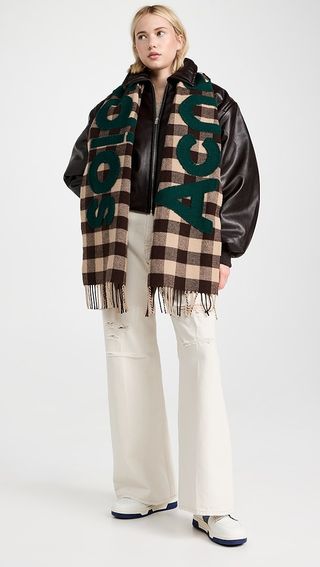 Acne Studios Check Logo Scarf