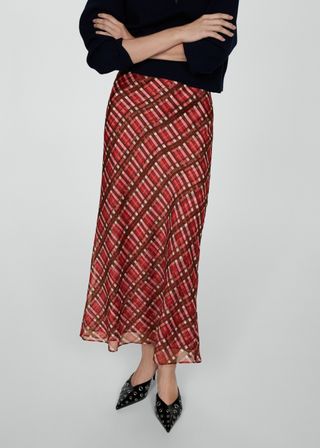 Checked Long Skirt - Women | Mango Usa