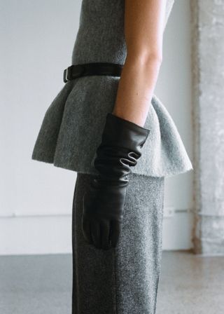 MANGO Long 100% Leather Gloves 