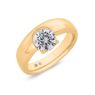 Bella Ponte Half Bezel Engagement Ring Setting, 14k Yellow Gold