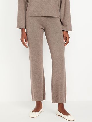 High-Waisted Crop Kick Flare Sweater Pants