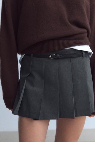 Box Pleat Skort With Belt