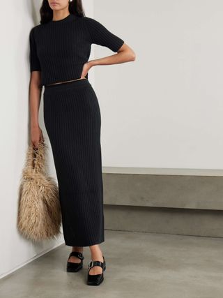 Lisa Ribbed Cashmere Maxi Skirt