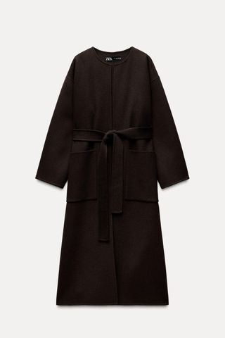 Zw Collection Wool Blend Belted Coat