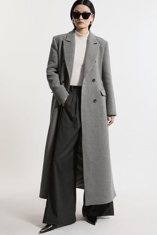 Karen Millen, Italian Wool Mix Maxi Double Breasted Tailored Coat