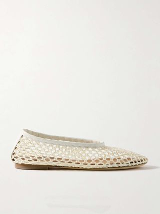 Alba Leather-Trimmed Crocheted Ballet Flats