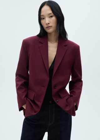 Wool Jacket With Pronounced Shoulders - Women | Mango Usa