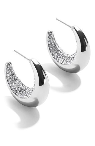 Pavé Crescent Hoop Earrings