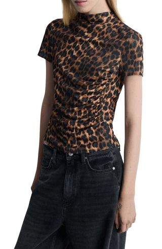 Leopard Print Ruched Top