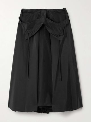 Pleated Taffeta Midi Skirt