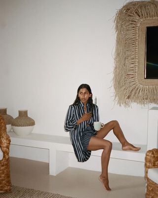 Monikh in With Nothing Underneath stripe shirt