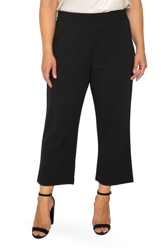 High Waist Stretch Crepe Crop Pants