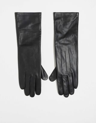 Topshop Gibson Leather Gloves in Black