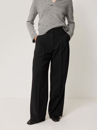 Kemp Wide Leg Japanese Wool Trouser | Black