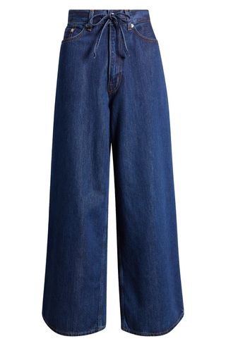 Drawstring High Waist Extra Wide Leg Jeans