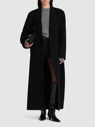 Gaia Double Breasted Wool Long Coat - the Frankie Shop - Women - Black - Xxs