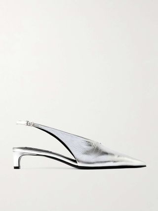 Metallic Leather Slingback Pumps