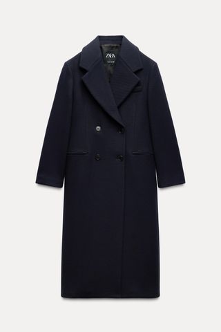 Wool Blend Double Breasted Coat Zw Collection