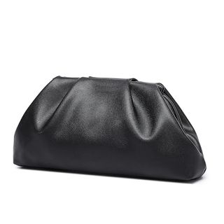 Yuwita Soft Pu Leather Clutch Purses for Women Formal Evening Bag Elegant Luxurious Hand Bag (black)