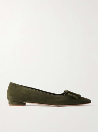 Maysale Buckled Suede Point-Toe Flats