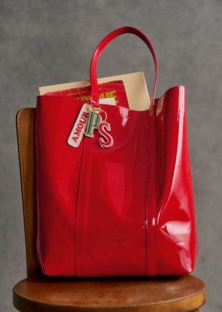 Sezane, The Tote In Patent Red