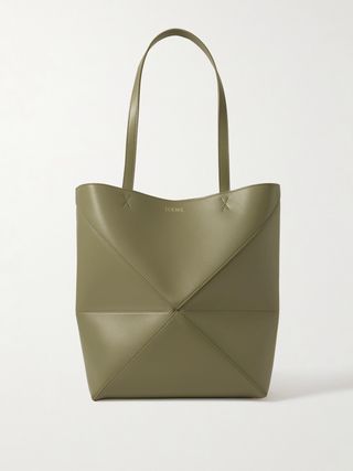 Puzzle Fold Convertible Medium Leather Tote