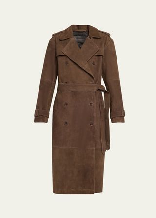 Suede Belted Trench Coat