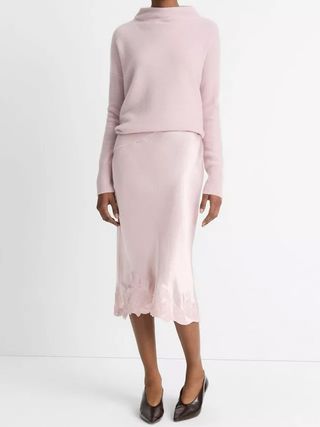 Vince, Cutout-Hem Satin Slip Skirt