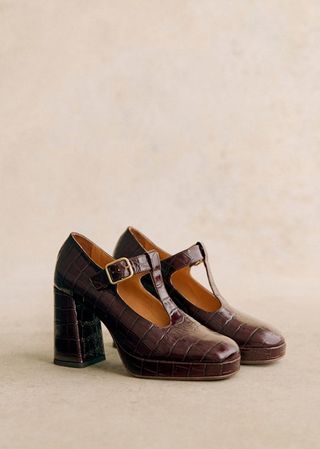 Monique High Mary Janes - Brown Croco - Bovine Leather - Sézane