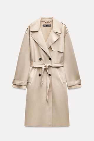 Faux Suede Trench Coat