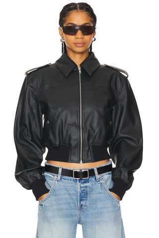 Dylan Faux Leather Bomber Jacket